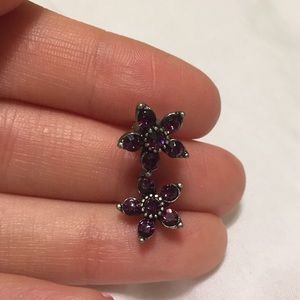 Purple flower earrings